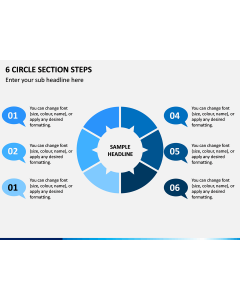 6 Circle Section Steps PPT Slide 1