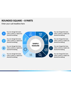 Rounded Square – 8 Parts PPT Slide 1