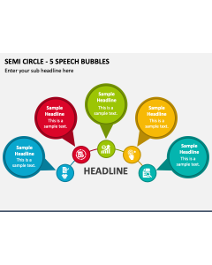Semi Circle - 5 Speech Bubbles PPT Slide 1