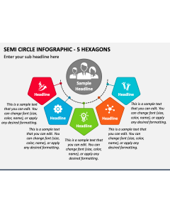 Semi Circle Infographic - 5 Hexagons PPT Slide 1