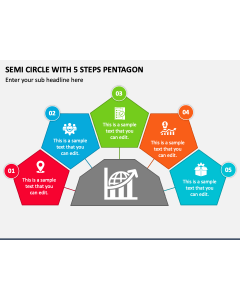Semi Circle with 5 Steps Pentagon PPT Slide 1