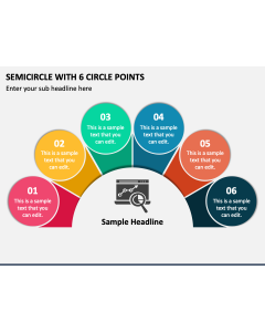 Semicircle with 6 Circle Points PPT Slide 1