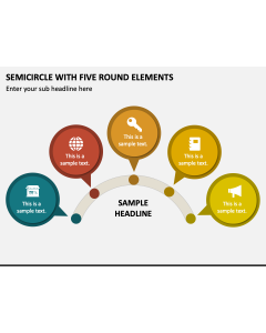 Semicircle with Five Round Elements PPT Slide 1