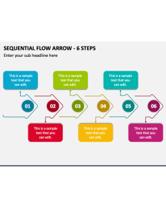Sequential Flow Arrow - 6 Steps PPT Slide 1