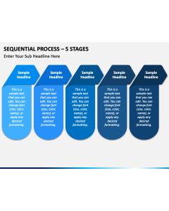 Sequential Process - 5 Stages PPT Slide 1