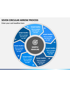 Seven Circular Arrow Process PPT Slide 1
