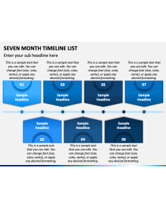 Seven Month Timeline List PPT Slide 1