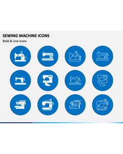 Sewing Machine Icons PPT Slide 1