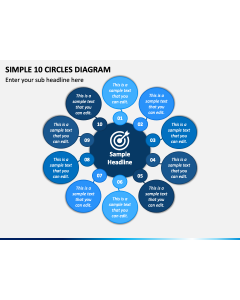 Simple 10 Circles Diagram PPT Slide 1