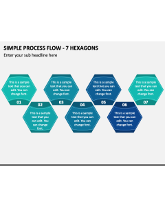Simple Process Flow - 7 Hexagons PPT Slide 1
