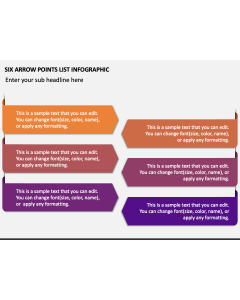 Six Arrow Points List Infographic PPT Slide 1