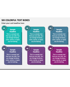 Six Colorful Text Boxes PPT Slide 1