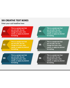 Six Creative Text Boxes PPT Slide 1