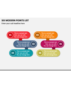 Six Modern Points List PPT Slide 1