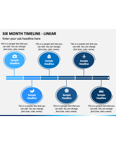 Six Month Timeline - Linear PPT Slide 1