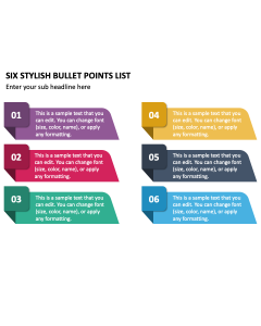 Six Stylish Bullet Points List PPT Slide 2
