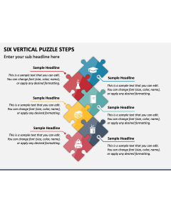 Six Vertical Puzzle Steps PPT Slide 1