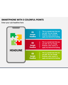 Smartphone with 3 Colorful Points PPT Slide 1
