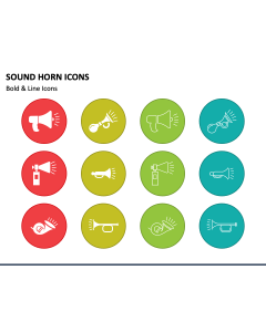 Sound Horn Icons PowerPoint Slide 1