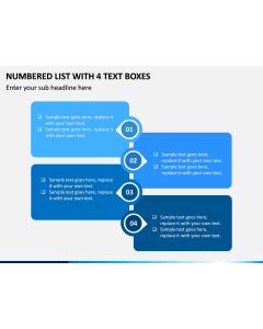 Numbered List with 4 Text Boxes PPT slide 1
