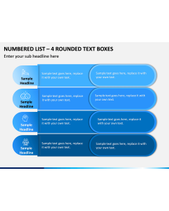 Numbered List – 4 Rounded Text Boxes PPT slide 1
