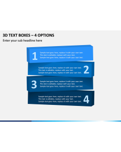 3d Text Boxes – 4 Options PPT slide 1