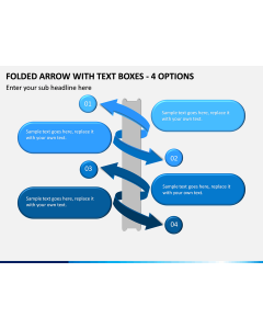 Folded Arrow with Text Boxes - 4 Options PPT slide 1