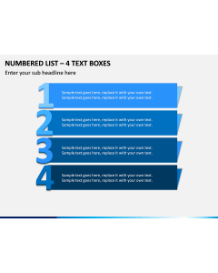 Numbered List – 4 Text Boxes PPT slide 1