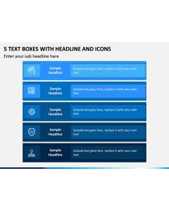 5 Text Boxes with Headline and Icons PPT slide 1