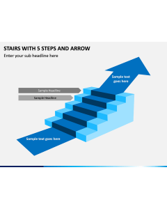 Stairs with 5 Steps and Arrow PPT slide 1