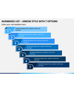 Numbered List – Arrow Style with 7 Options PPT slide 1