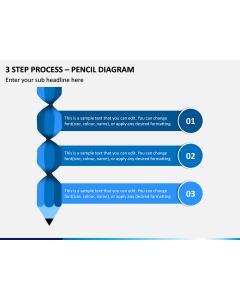 3 Step Process - Pencil Diagram PPT Slide 1