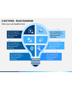 6 Sections - Bulb Diagram PPT Slide 1