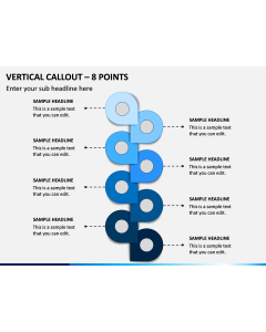 Vertical Callout - 8 Points PPT Slide 1