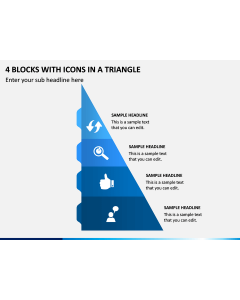 4 Blocks With Icons in a Triangle PPT Slide 1
