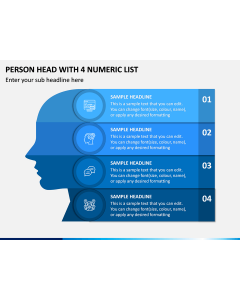 Person Head With 4 Numeric List PPT Slide 1