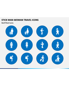 Stick Man Woman Travel Icons PPT Slide 1