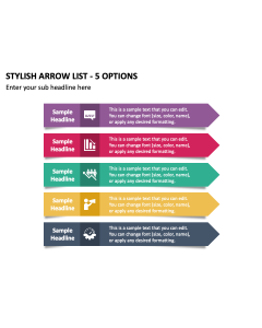 Stylish Arrow List - 5 Options PPT Thumbnail