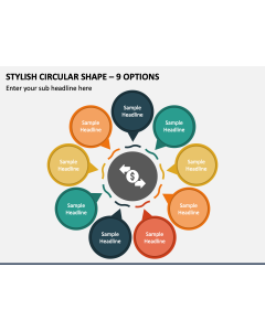 Stylish Circular Shape - 9 Options PPT Slide 1