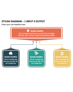 Stylish Diagram - 1 Input 3 Output PPT Slide 2