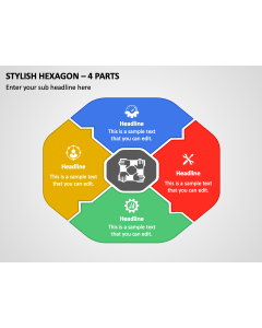 Stylish Hexagon - 4 Parts PPT Thumbnail