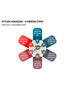 Stylish Hexagon - 6 Arrow Steps PPT Thumbnail