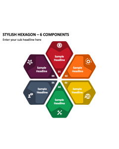Stylish Hexagon - 6 Components PPT Slide 2