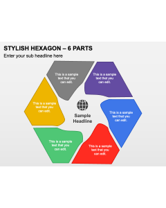 Stylish Hexagon - 6 Parts PPT Thumbnail