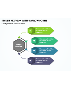 Stylish Hexagon with 4 Arrow Points PPT Thumbnail