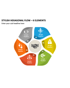 Stylish Hexagonal Flow - 6 Elements PPT Thumbnail