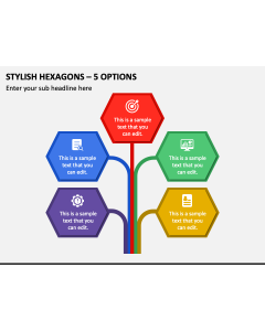 Stylish Hexagons - 5 Options PPT Slide 1