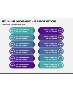 Stylish List Infographic - 12 Arrow Options PPT Slide 1