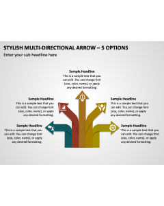 Stylish Multi-directional Arrow - 5 Options PPT Thumbnail