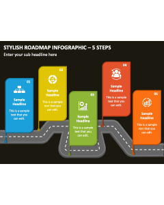Stylish Roadmap Infographic - 5 Steps PPT Thumbnail